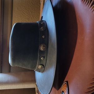 Leather Hat, Inspired with Buffalo Nickel Conchos, Small